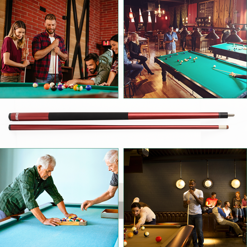 58" 2-Piece Matte Red Fiberglass Graphite Composite Billiard Pool Cue Stick