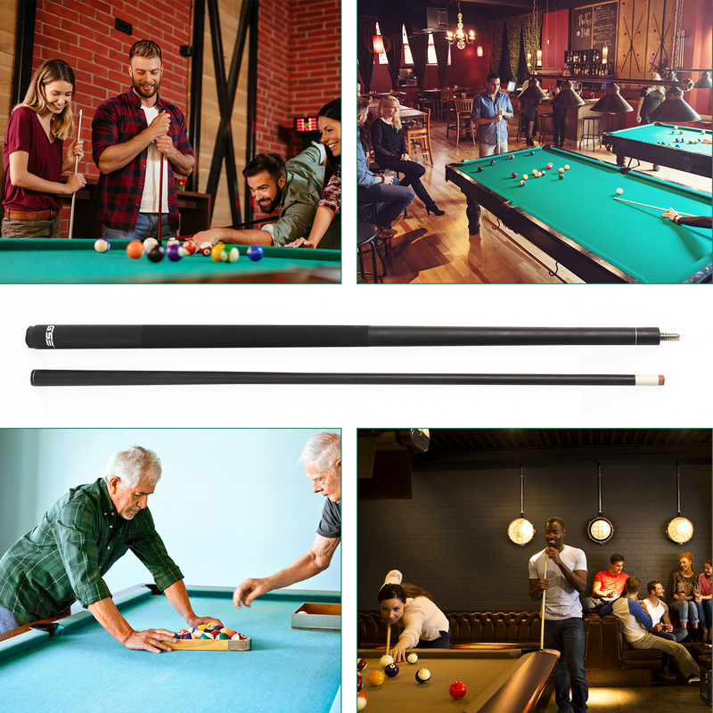 58" 2-Piece Fiberglass Graphite Composite Detachable Portable Billiard Pool Cue Stick for Commercial,Bar and House - Black (18oz-21oz Available)