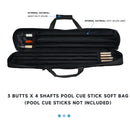 3x4 Heavy-Duty Nylon Pool Cue Stick Soft Carrying Bag
