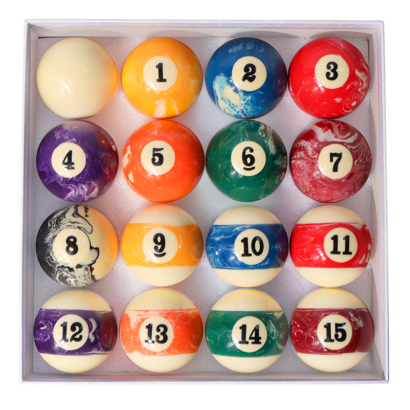 2 1/4" Professional Regulation Size Billiard Table Pool Ball Set for Pool Table with Carrying Tray - Marble Swirl Style