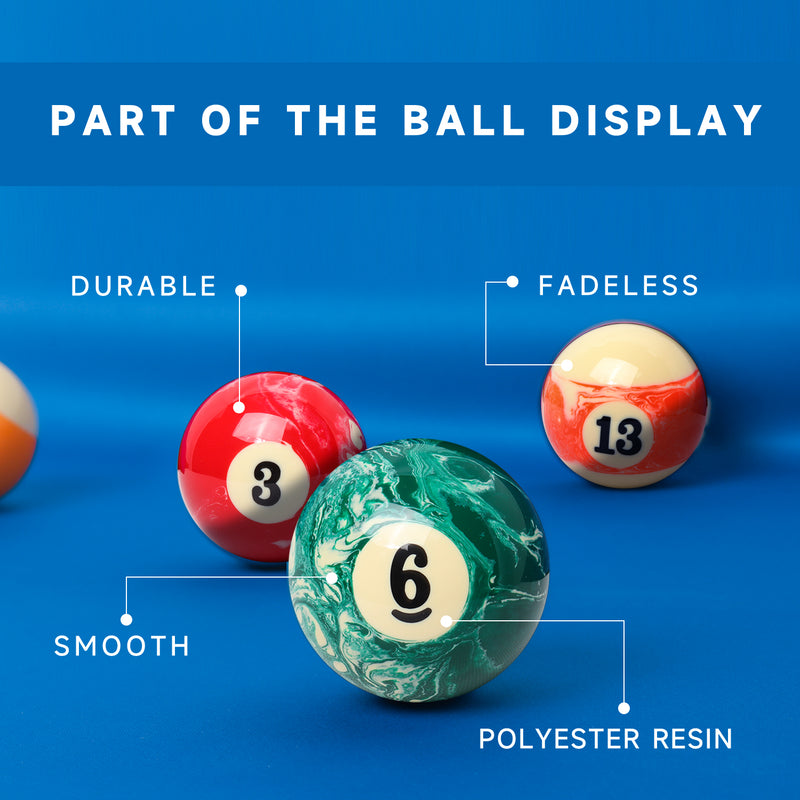 2 1/4" Professional Billiard Table Pool Ball Set - Marble Swirl Style