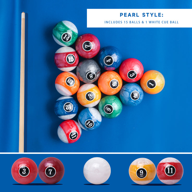2 1/4" 4.3 Ounces in Weight Billiard Table Pool Ball Set for Pool Table with Carrying Tray - Pearl Style