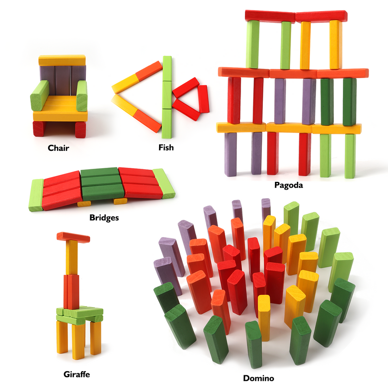 Multi-Color Mini Tumbling Timbers, Wooden Blocks Stacking Game - Build to Over 1.8ft
