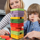 Multi-Color Mini Tumbling Timbers, Wooden Blocks Stacking Game - Three-Wins Imports, LLC