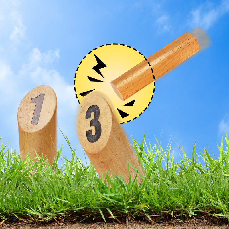Premium Rubber Wood 12 Numbered Pins Yard Game Set for Outdoor Backyard Lawn Throwing Toss Game